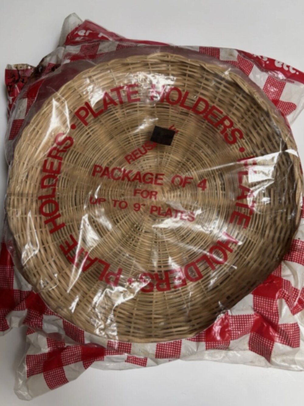 8 Vtg Wicker Rattan Paper Plate Holder Picnic Camping Natural Brown NEW